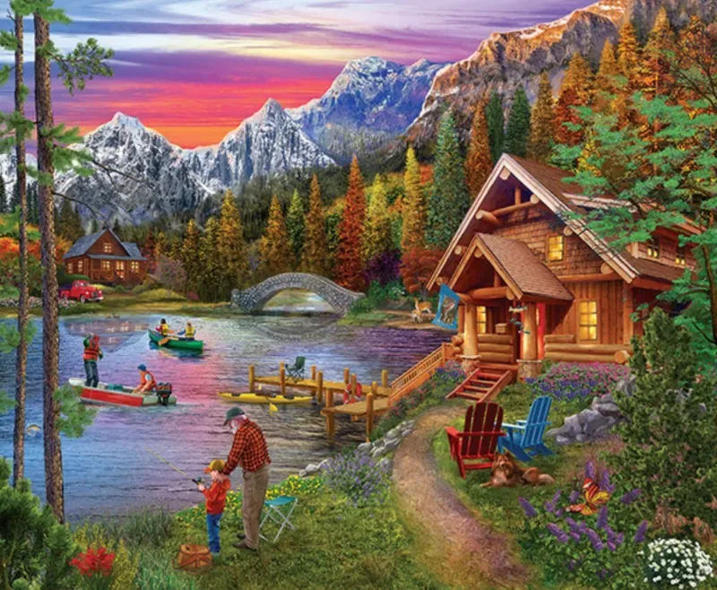 Puzzle Tom Wood - Stone Bridge Lake - 1000 pièces van SunsOut – doos 1 van 2