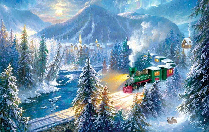 Puzzle Train de Noël en Montagne - 500 à 999 pièces from SunsOut – box 1 of 2