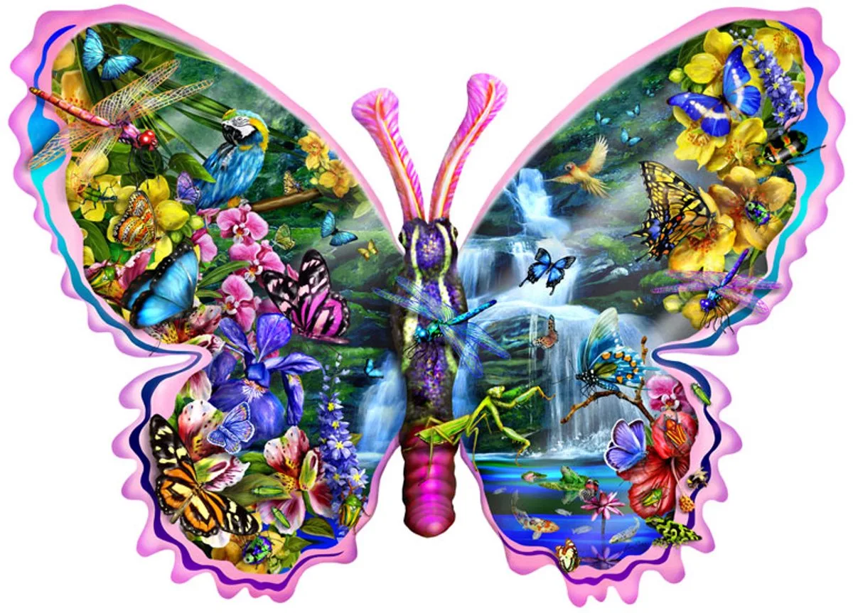 shaped legpuzzel Butterfly Waterfall van SunsOut, editie Meerkleurig – doos