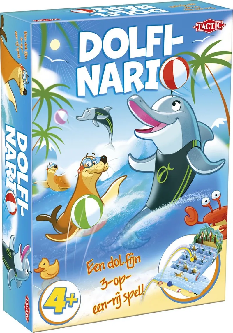 Dolfinario – Bordspel – Actief 3-Op-Een-Rij Spel – Behendigheid en Teamspel – Familiespel – 2 tot 4 Spelers – Vanaf 4 Jaar von Tactic – Schachtel