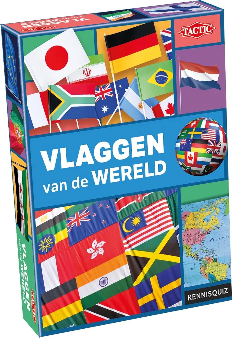 Educatief spel – Leer de verschillende wereldvlaggen – 200 Kaarten – Inclusief wereldkaart von Tactic, Ausgabe Vlaggen van de Wereld – Schachtel