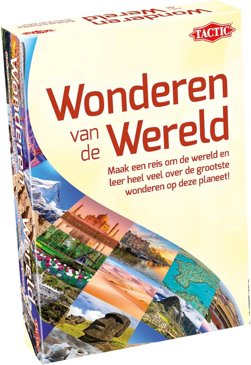 Educatief spel – Leer de wereldwonderen – 195 Kaarten – 6 Speelborden met werelddelen von Tactic, Ausgabe Wonderen van de Wereld – Schachtel