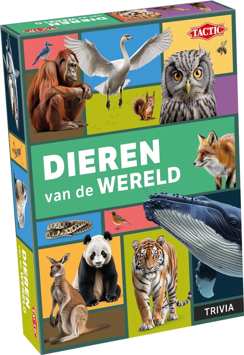 Educatief spel – Leer de wilde dieren kennen – 200 Kaarten – 6 Speelborden met werelddelen from Tactic, Dieren van de Wereld edition – box
