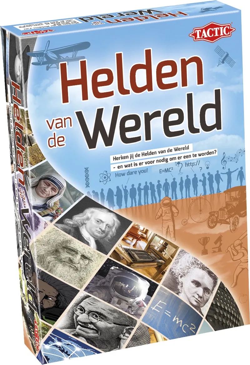 Educatief spel – Leer wereldberoemde personen – 185 Kaarten – 6 Speelborden met werelddelen von Tactic, Ausgabe Helden van de Wereld – Schachtel