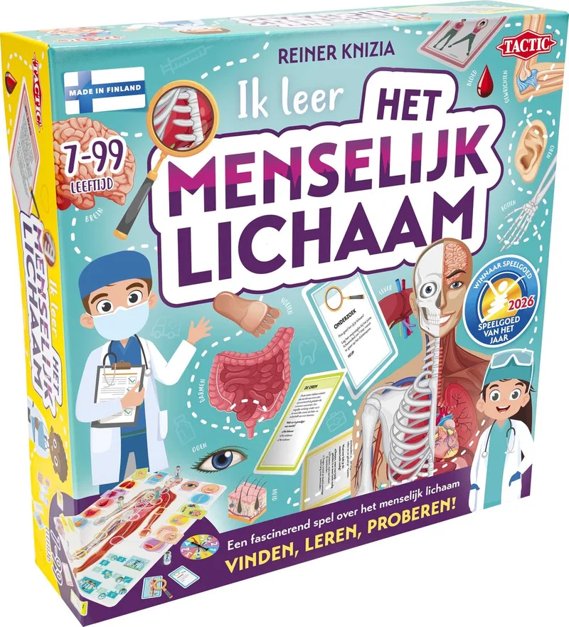 Ik Leer: Het Menselijk Lichaam – Bordspel – Winnaar Speelgoed van het Jaar 2026 – Educatief - Ontdek het Menselijk Lichaam en Leer over Anatomie – 2 tot 5 Spelers – Vanaf 7 Jaar from Tactic – box