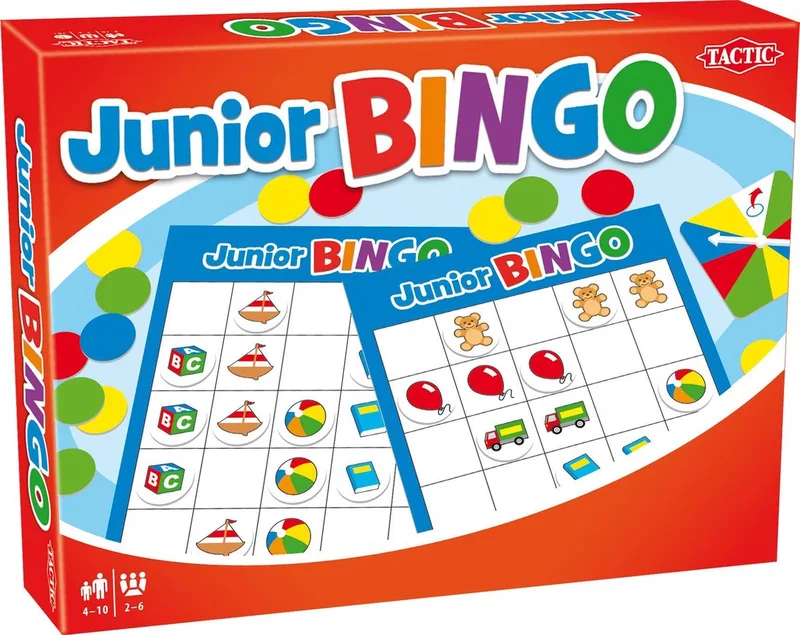Junior Bingo - Kinderspel - Kleurrijk Bingospel voor Jonge Kinderen - Leer Herkennen, Zoeken en Combineren - Gezelschapsspel voor het Hele Gezin - 2 tot 6 Spelers - Vanaf 4 Jaar von Tactic – Schachtel