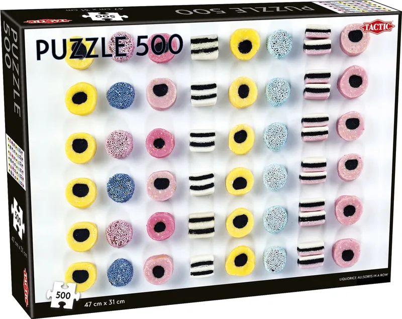 Liquorice allsorts in a row - 500 stukjes from Tactic, Multicolour edition – box