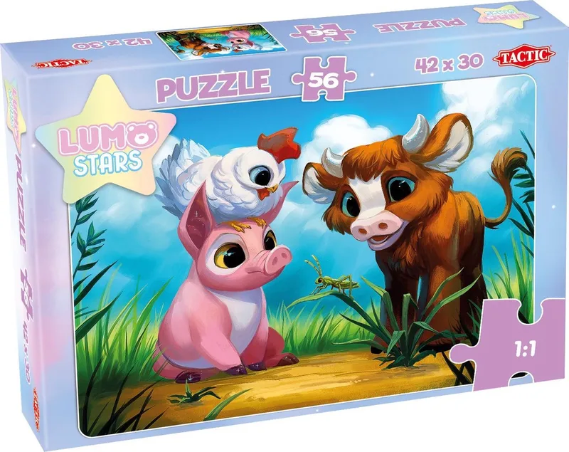 Lumo Stars Puzzel Piglet Chicken Cow - 56 Stukjes van Tactic, editie Meerkleurig – doos