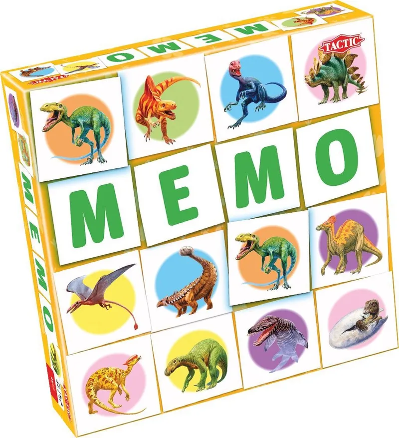 Memo Dino's - Memospel - Zoek de Juiste Paren - Kleurrijke Dinosaurussen en Prehistorische Reptielen - Educatief Gezelschapsspel voor Kinderen en Families - 2 tot 6 Spelers - Vanaf 3 Jaar von Tactic – Schachtel