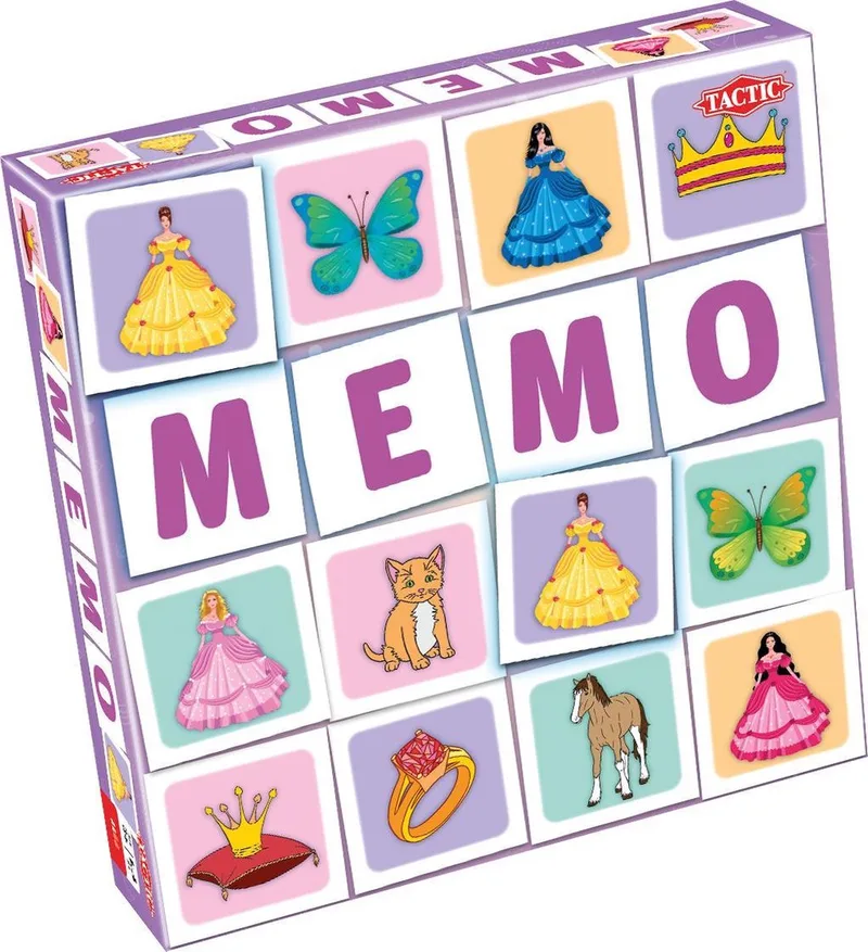 Memo Prinsessen en Dieren - Memospel - Zoek de Juiste Paren - Betoverende Prinsessen en Schattige Dierenvrienden - Gezelschapsspel voor Kinderen en Families - 2 tot 6 Spelers - Vanaf 3 Jaar van Tactic – doos
