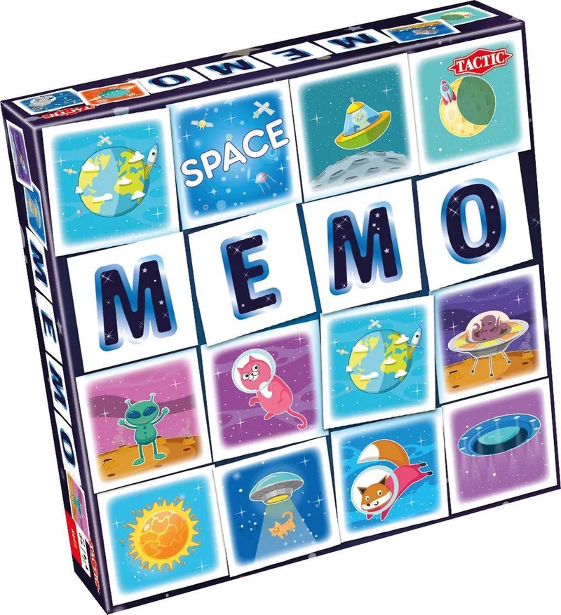 Memo Ruimtevaart - Memospel - Zoek de Juiste Paren - Planeten, Astronauten en Raketten - Gezelschapsspel voor Kinderen en Families - 2 tot 6 Spelers - Vanaf 3 Jaar von Tactic – Schachtel