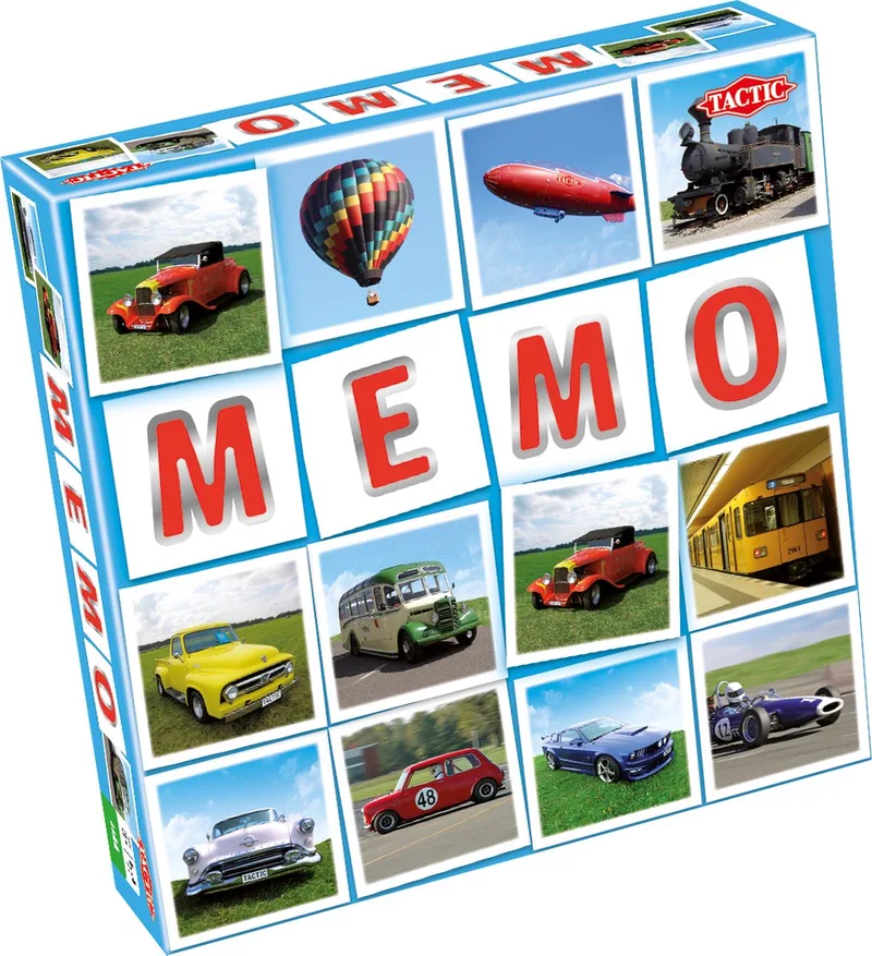 Memo Voertuigen - Memospel - Zoek de Juiste Paren - Auto's, Vliegtuigen, Treinen en Werkvoertuigen - Gezelschapsspel voor Kinderen en Families - 2 tot 6 Spelers - Vanaf 3 Jaar de Tactic – boîte