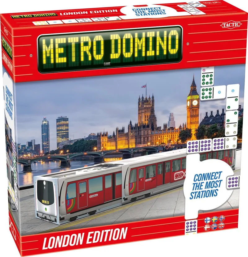 Metro Domino: London Edition – Bordspel – Luxe Uitvoering – Strategisch Dominospel met Stations en Metrofiches – Vanaf 10 Jaar – 2 tot 4 Spelers van Tactic – doos