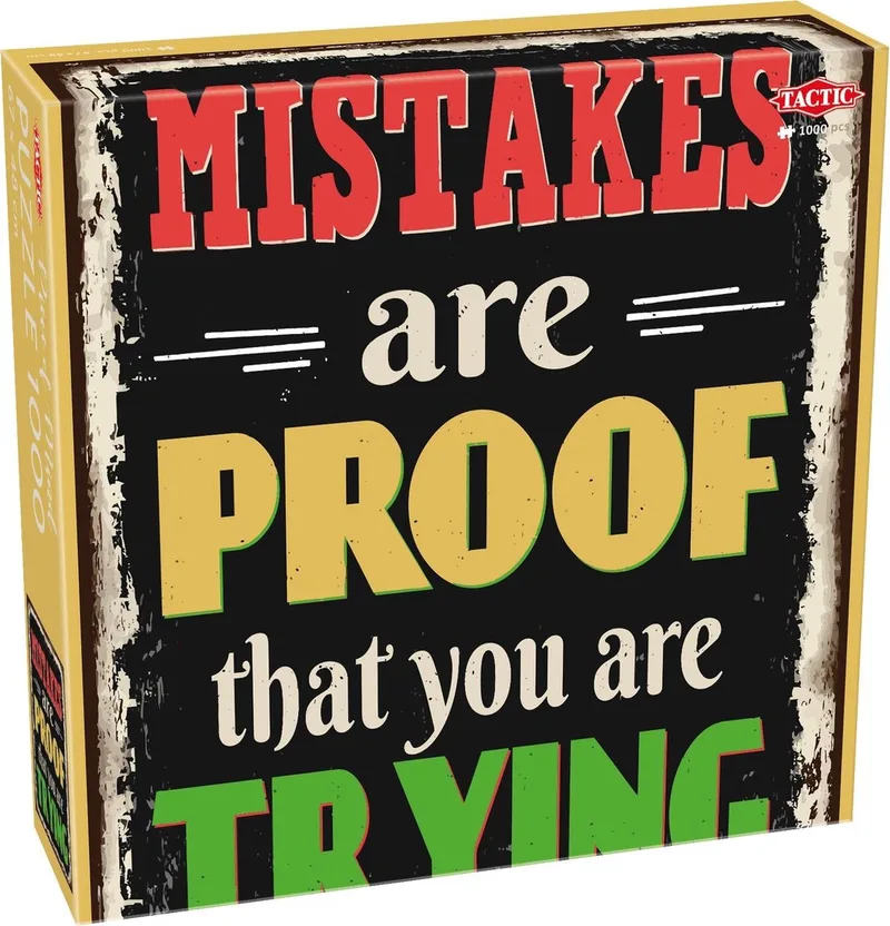 Mistakes Are Proof of Trying – Puzzel – 1000 stukjes – Motiverende Tekstpuzzel – Rustgevend Ontwerp – Hoogwaardige Scandinavische Kwaliteit van Tactic, editie Mistakes Proof of Trying – doos