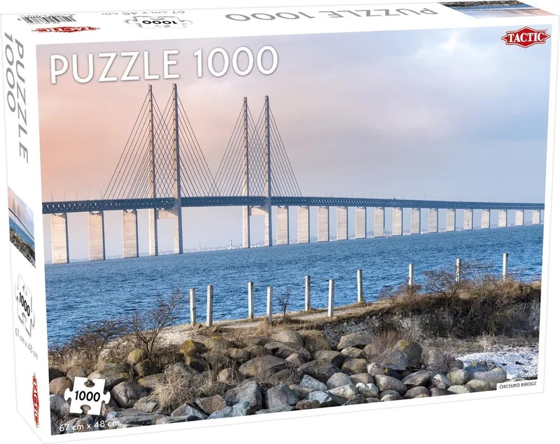 Öresund Bridge – Puzzel – 1000 stukjes – Iconische Verbinding tussen Landen – Strak en Rustgevend Ontwerp – Hoogwaardige Scandinavische Kwaliteit van Tactic, editie Oresund Bridge – doos