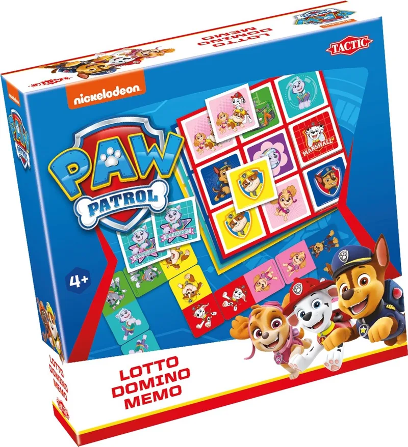 PAW Patrol 3-in-1 Spellenverzameling – Kaartspel - Lotto – Domino – Memo - Kinderspel vanaf 4 jaar from Tactic – box