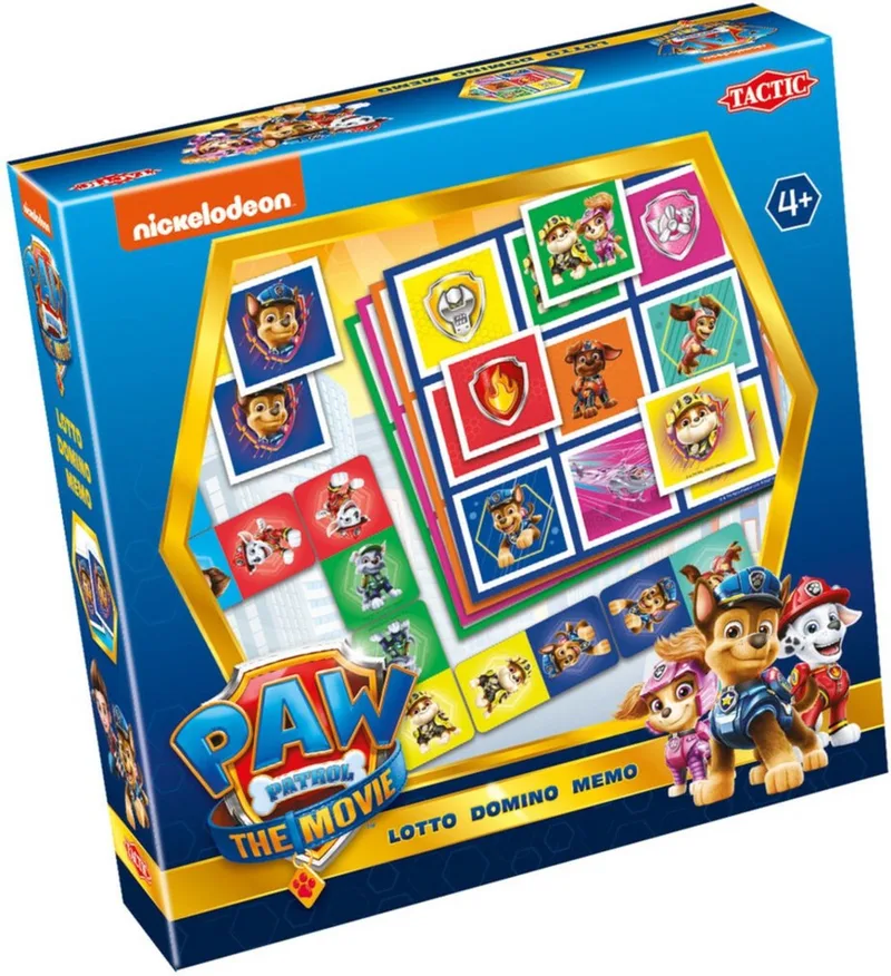 PAW Patrol: The Movie 3-in-1 Spellenverzameling – Kaartspel – Lotto – Domino – Memo – Kinderspel vanaf 4 jaar von Tactic – Schachtel