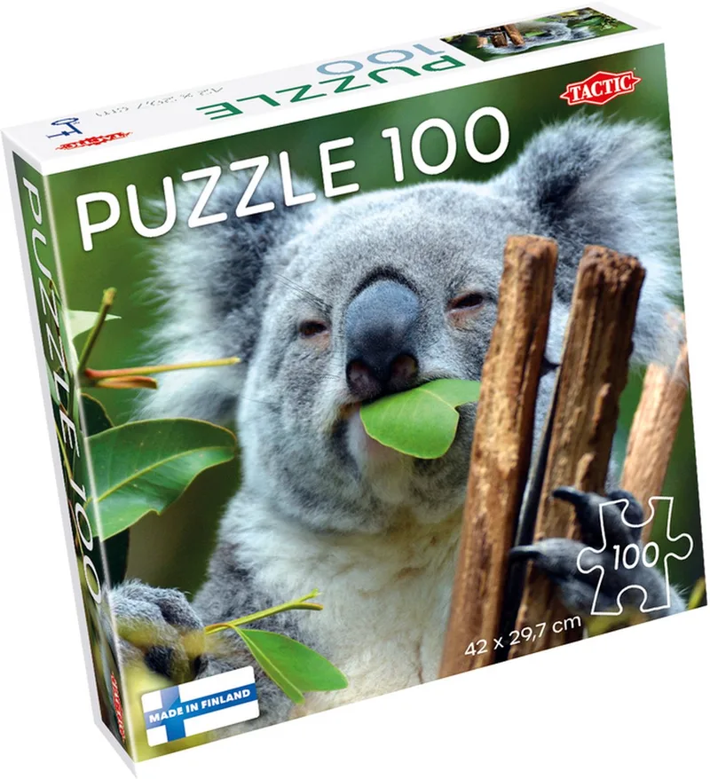 Puzzel – 100 stukjes – Schattig Dierenportret uit Australië – Strak en Rustgevend Ontwerp – Hoogwaardige Scandinavische Kwaliteit from Tactic, Koala at Lone Pine edition – box