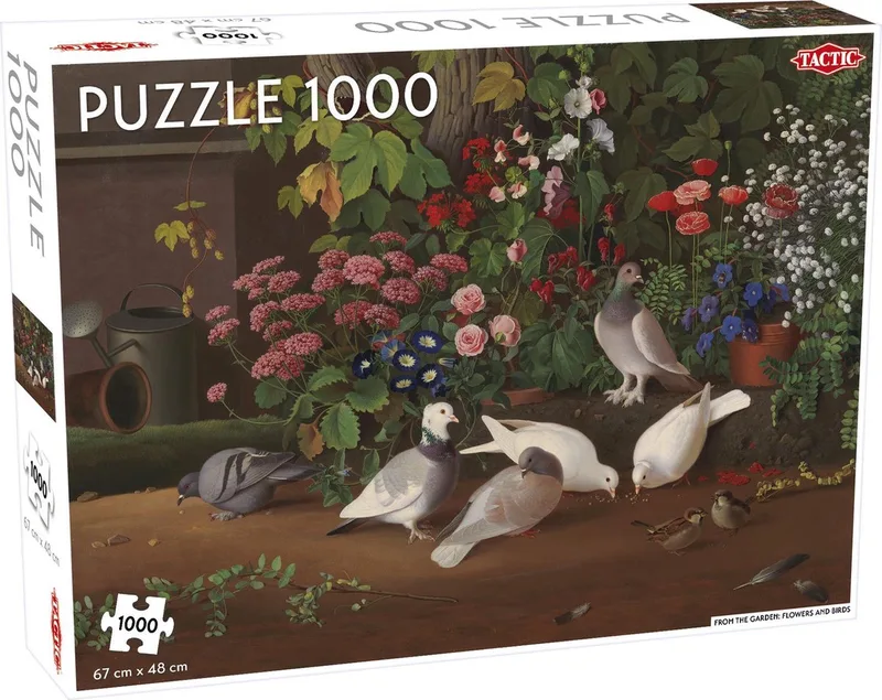 Puzzel – 1000 stukjes – Decoratieve Natuurillustratie – Strak en Rustgevend Ontwerp – Hoogwaardige Scandinavische Kwaliteit van Tactic, editie Flowers and Birds – doos