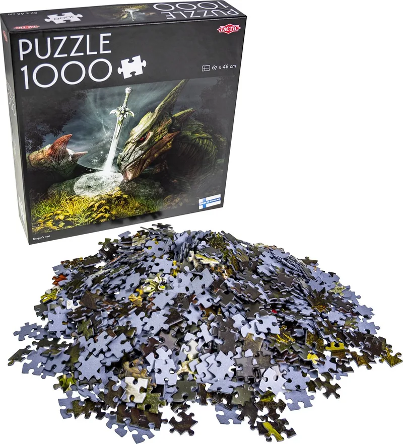 Puzzel – 1000 stukjes – Epische Fantasy met Draken – Mystiek Zwaard in het Woud – Hoogwaardige Scandinavische Kwaliteit from Tactic, Dragon’s Nest edition – box