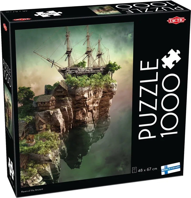 Puzzel – 1000 stukjes – Fantasiewereld met Zwevend Eiland – Mysterieus Schip en Middeleeuwse Dorpen – Hoogwaardige Scandinavische Kwaliteit von Tactic, Ausgabe Haven of the Ancient – Schachtel