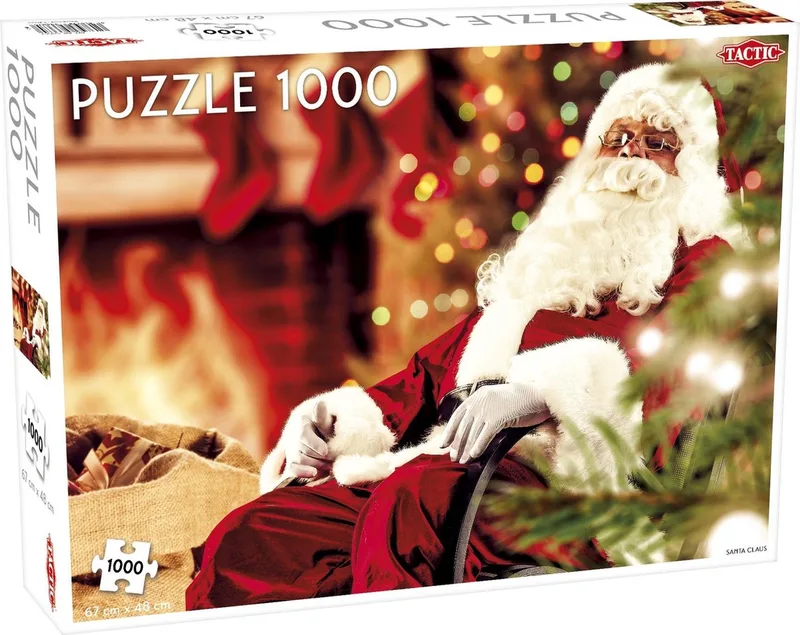 Puzzel – 1000 stukjes – Feestelijke Kerstillustratie – Strak en Rustgevend Ontwerp – Hoogwaardige Scandinavische Kwaliteit van Tactic, editie Santa Claus – doos