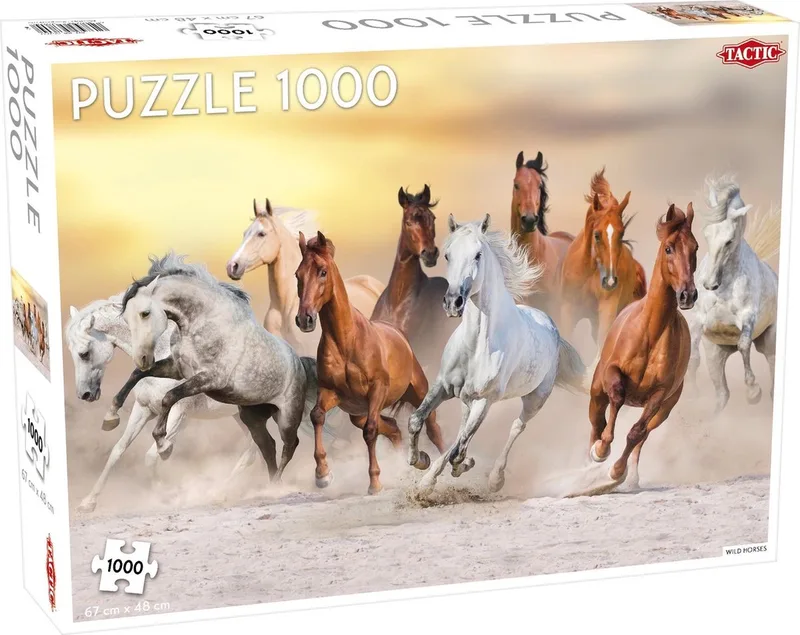 Puzzel – 1000 stukjes – Galopperende Paarden in de Natuur – Dynamische Dierenfotografie – Hoogwaardige Scandinavische Kwaliteit from Tactic, Wild Horses edition – box
