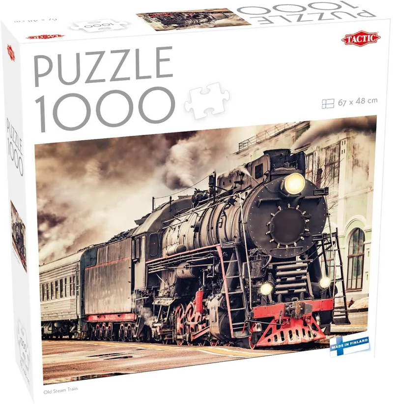 Puzzel – 1000 stukjes – Historische Stoomtrein – Klassieke Spoorwegen – Hoogwaardige Scandinavische Kwaliteit van Tactic, editie Old Steam Train – doos