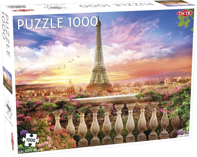 Puzzel – 1000 stukjes – Iconisch Parijs Stadsgezicht – Romantische Zonsondergang – Hoogwaardige Scandinavische Kwaliteit van Tactic, editie Eiffel Tower – doos