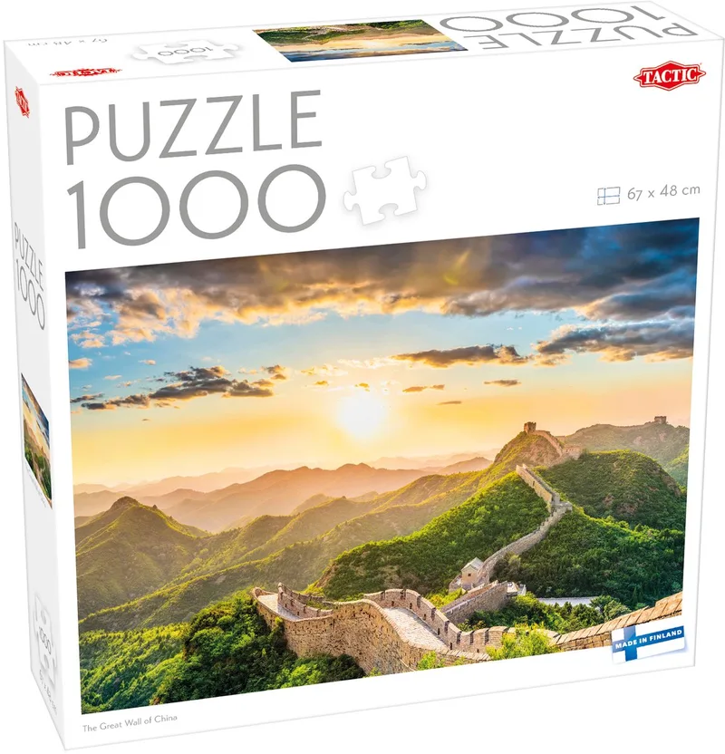 Puzzel – 1000 stukjes – Iconisch Wereldwonder – Berglandschap bij Zonsopgang – Hoogwaardige Scandinavische Kwaliteit from Tactic, The Great Wall of China edition – box
