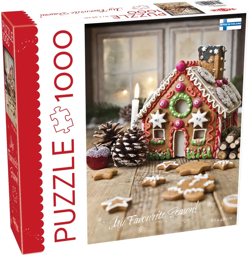 Puzzel – 1000 stukjes – Kerst en Feestelijke Winterdecoratie – Gedetailleerd en Kleurrijk Ontwerp – Hoogwaardige Scandinavische Kwaliteit van Tactic, editie Gingerbread House – doos