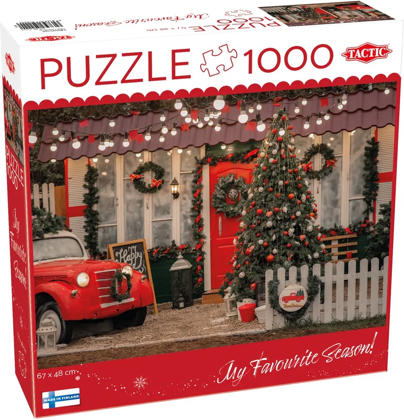 Puzzel – 1000 stukjes – Kerstsfeer en Winterdecoratie – Warme Feestelijke Veranda – Hoogwaardige Scandinavische Kwaliteit from Tactic, Christmas Porch edition – box