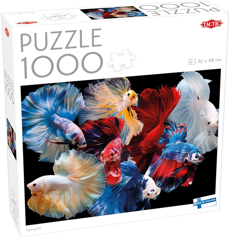 Puzzel – 1000 stukjes – Kleurrijke Betta Vissen – Spectaculaire Onderwaterfotografie – Hoogwaardige Scandinavische Kwaliteit de Tactic, édition Fighting Fish – boîte