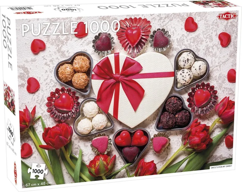 Puzzel – 1000 stukjes – Kleurrijke Snoepillustratie – Strak en Rustgevend Ontwerp – Hoogwaardige Scandinavische Kwaliteit van Tactic, editie Sweets for My Sweet – doos