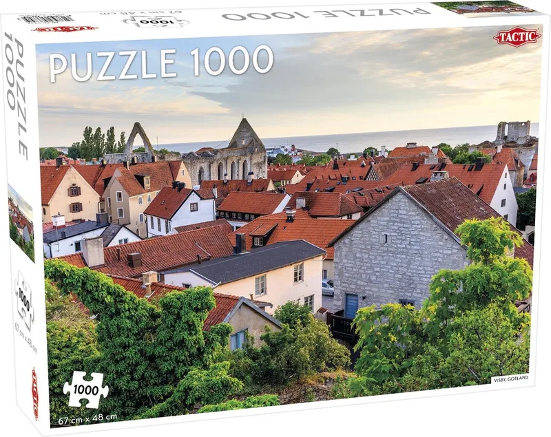 Puzzel – 1000 stukjes – Middeleeuwse Zweedse Stad – Strak en Rustgevend Ontwerp – Hoogwaardige Scandinavische Kwaliteit van Tactic, editie Visby Gotland – doos