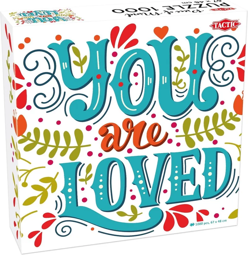 Puzzel – 1000 stukjes – Positieve Tekstpuzzel – Rustgevend Ontwerp – Hoogwaardige Scandinavische Kwaliteit from Tactic, You are Loved edition – box