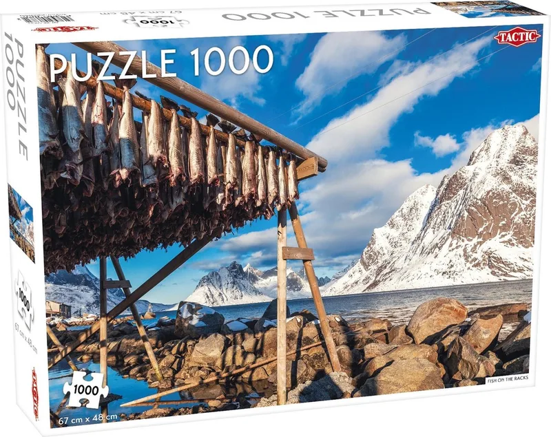 Puzzel – 1000 stukjes – Scandinavisch Kustleven – Strak en Rustgevend Ontwerp – Hoogwaardige Scandinavische Kwaliteit van Tactic, editie Fish on the Racks – doos