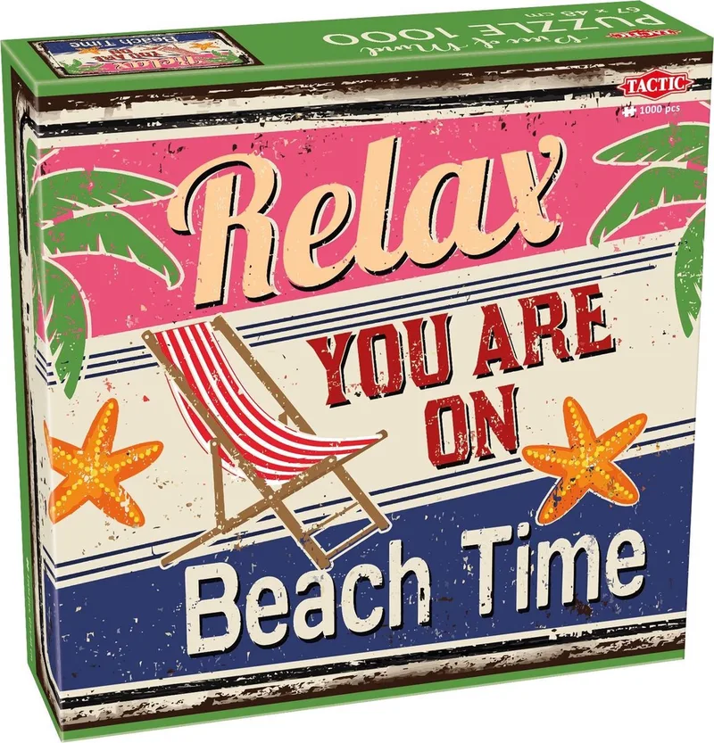 Puzzel – 1000 stukjes – Zomerse Tekstpuzzel – Rustgevend Ontwerp – Hoogwaardige Scandinavische Kwaliteit van Tactic, editie Beach Time – doos