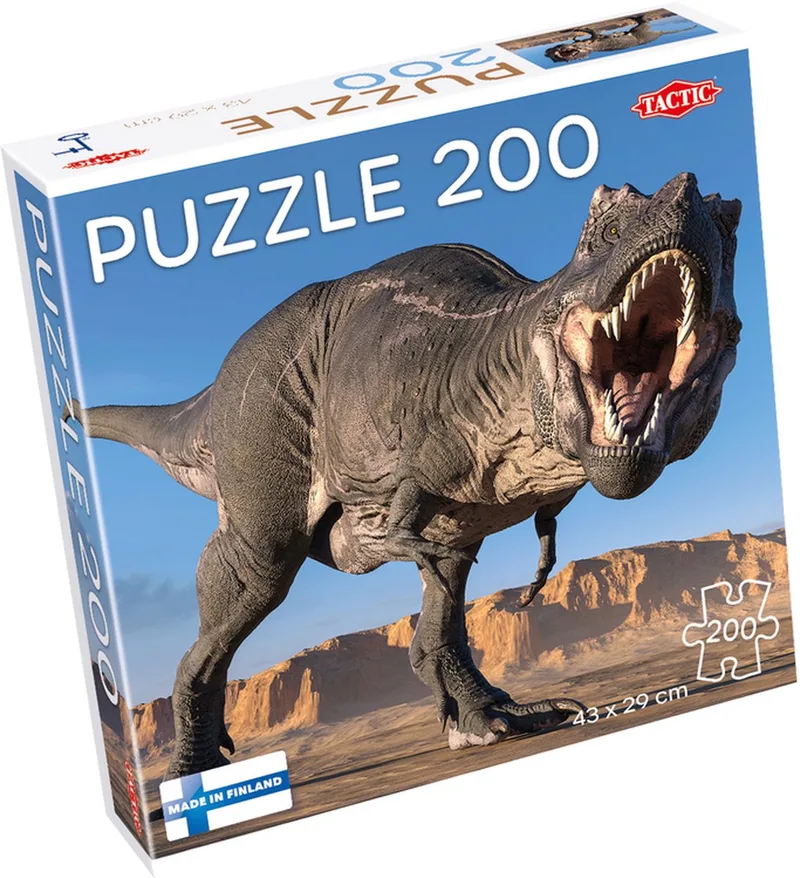 Puzzel – 200 stukjes – Indrukwekkende Dinosaurus – Strak en Rustgevend Ontwerp – Hoogwaardige Scandinavische Kwaliteit from Tactic, Tyrannosaurus edition – box