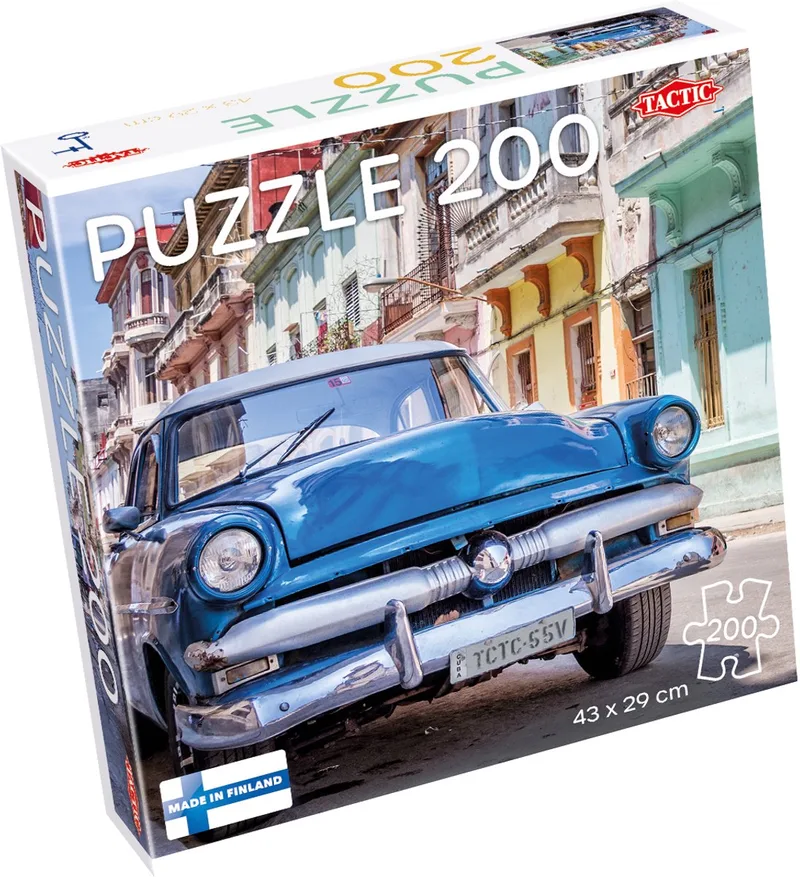 Puzzel – 200 stukjes – Klassieke Auto en Stadsbeeld – Strak en Rustgevend Ontwerp – Hoogwaardige Scandinavische Kwaliteit from Tactic, Vintage Car in Havana edition – box