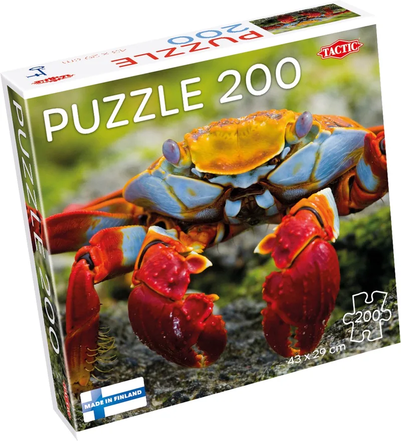 Puzzel – 200 stukjes – Kleurrijk Zeeleven – Strak en Rustgevend Ontwerp – Hoogwaardige Scandinavische Kwaliteit from Tactic, Colourful Crab edition – box