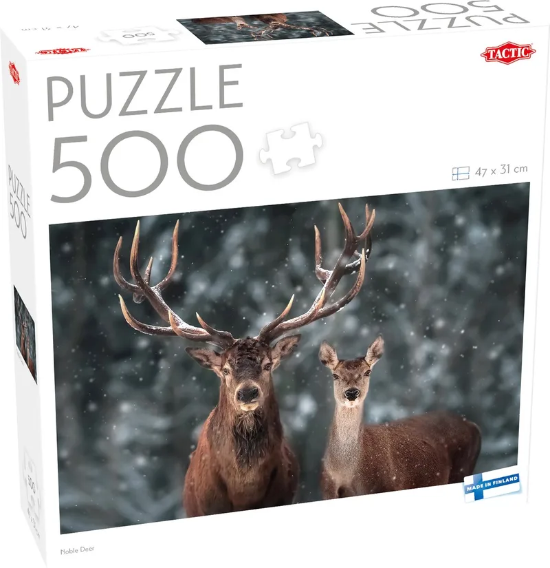 Puzzel – 500 stukjes – Edelhert in Boslandschap – Natuur en Wilde Dieren – Hoogwaardige Scandinavische Kwaliteit from Tactic, Noble Deer edition – box