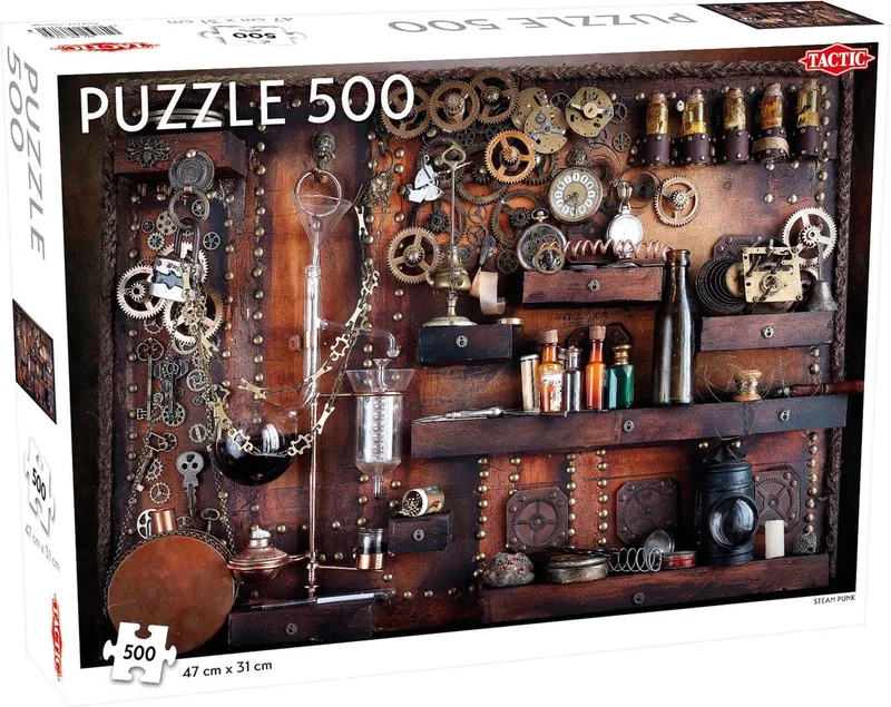Puzzel – 500 stukjes – Fantasierijk Industrieel Design – Strak en Rustgevend Ontwerp – Hoogwaardige Scandinavische Kwaliteit van Tactic, editie Steam Punk – doos