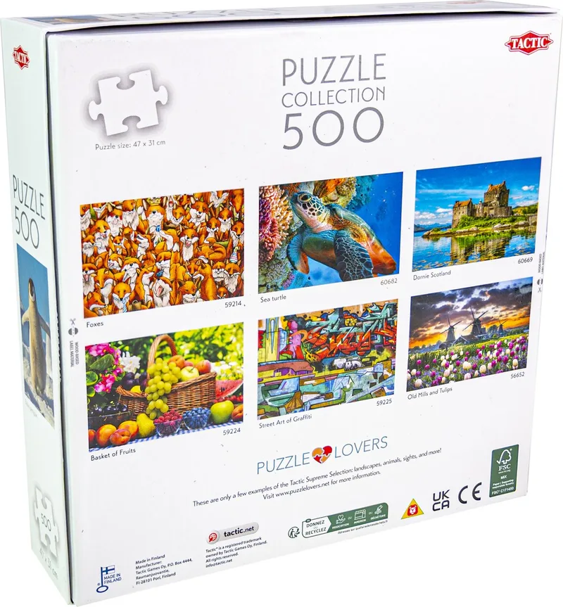 Puzzel – 500 stukjes – Schattige Baby Pinguïn in IJslandschap – Pooldieren en Antarctische Natuur – Hoogwaardige Scandinavische Kwaliteit from Tactic, Baby Penguin edition – box
