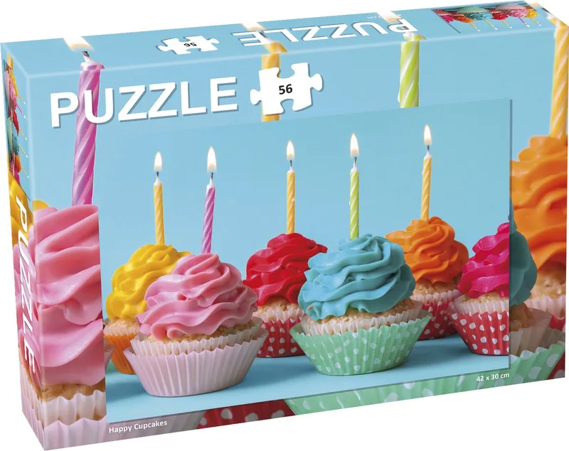 Puzzel – 56 stukjes – Zoet en Speels Illustratiethema – Strak en Rustgevend Ontwerp – Hoogwaardige Scandinavische Kwaliteit from Tactic, Cupcakes edition – box