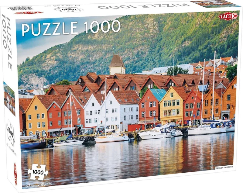 Puzzel Around the World Northern Stars: Bergen Harbour - 1000 stukjes van Tactic, editie Meerkleurig – doos