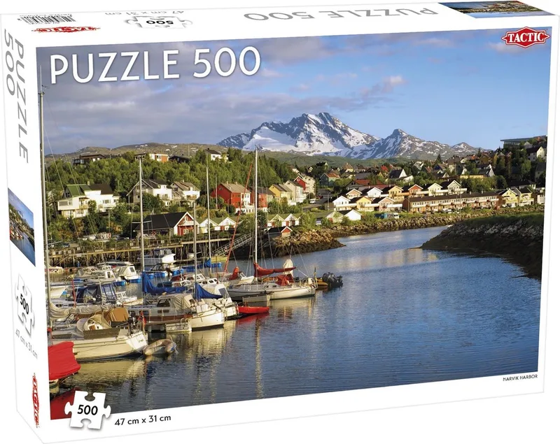 Puzzel Around the World Northern Stars: Narvik Harbor - 500 stukjes van Tactic, editie Meerkleurig – doos