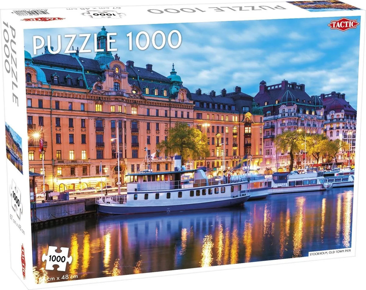 Puzzel Around the World Northern Stars: Stockholm Old Town Pier - 1000 stukjes de Tactic, édition Multicolore – boîte