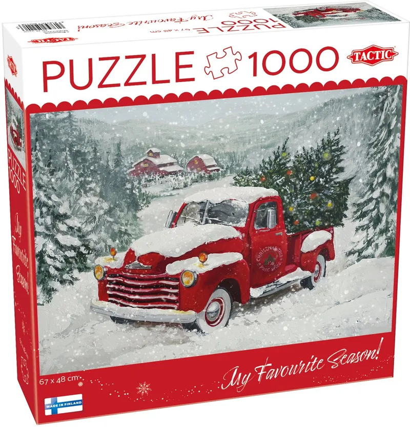 Puzzle 1000 Christmas Tree Truck - Puzzel 1000 Christmas Tree Truck van Tactic, editie Rood – doos