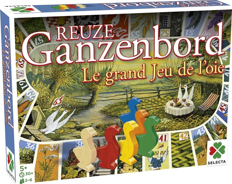 Selecta Reuze Ganzenbord – Klassiek Bordspel in Extra Groot Formaat – Inclusief Speelbord, Houten Ganzen en Dobbelsteen – Vanaf 5 Jaar from Tactic – box